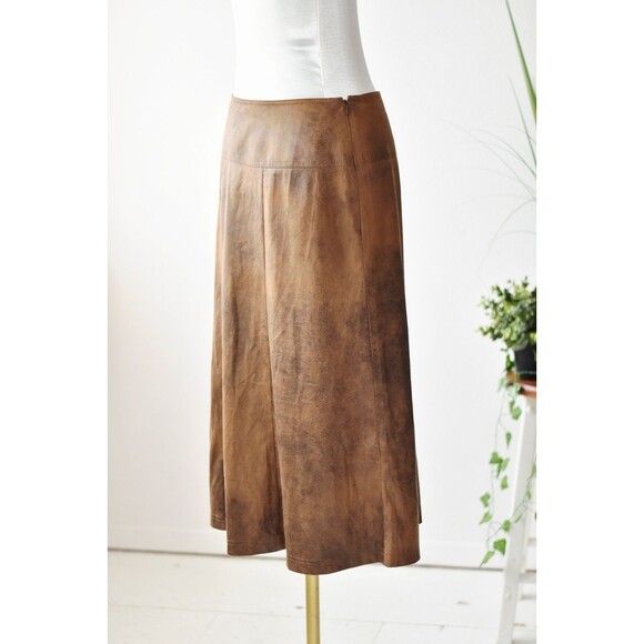 christopher and banks Midi Skirt Womans S Faux Leather Fit Flare Mermaid Boho - Picture 4 of 9